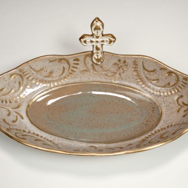 PS-RE-CRS-combo-003 Cross Prayer Bowl (Large/Ivory-French Blue Interior) Online Only